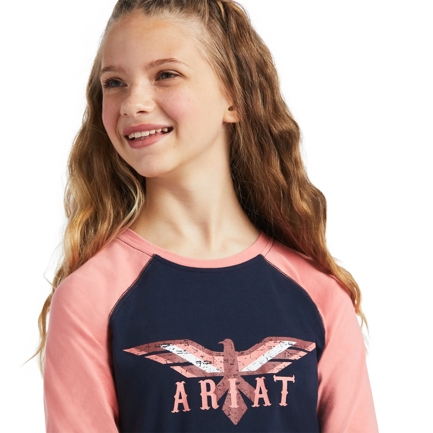 Ariat Girl's REAL Firebird Navy/Peach Blossom T-Shirt 10039501 4 Ariat Girl's REAL Firebird Navy/Peach Blossom T-Shirt 10039501 - Image 4