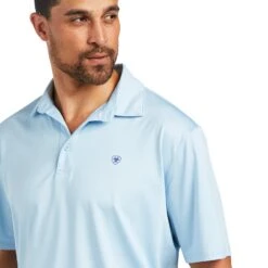 Ariat® Men's Charger 2.0 Short Sleeve Powder Blue Polo Shirt 10039413 6 Ariat® Men's Charger 2.0 Short Sleeve Powder Blue Polo Shirt 10039413 -Ariat Shop S22 MNS WEST 10039413 detail01