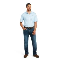 Ariat® Men's Charger 2.0 Short Sleeve Powder Blue Polo Shirt 10039413 7 Ariat® Men's Charger 2.0 Short Sleeve Powder Blue Polo Shirt 10039413 -Ariat Shop S22 MNS WEST 10039413 full
