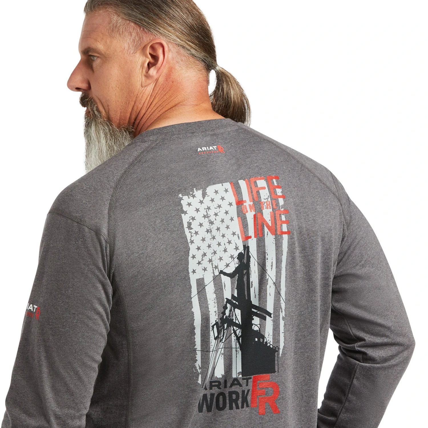 Ariat® Men's FR Air Life On The Line Charcoal Graphic T-Shirt 10039429 3 Ariat® Men's FR Air Life On The Line Charcoal Graphic T-Shirt 10039429 - Image 3