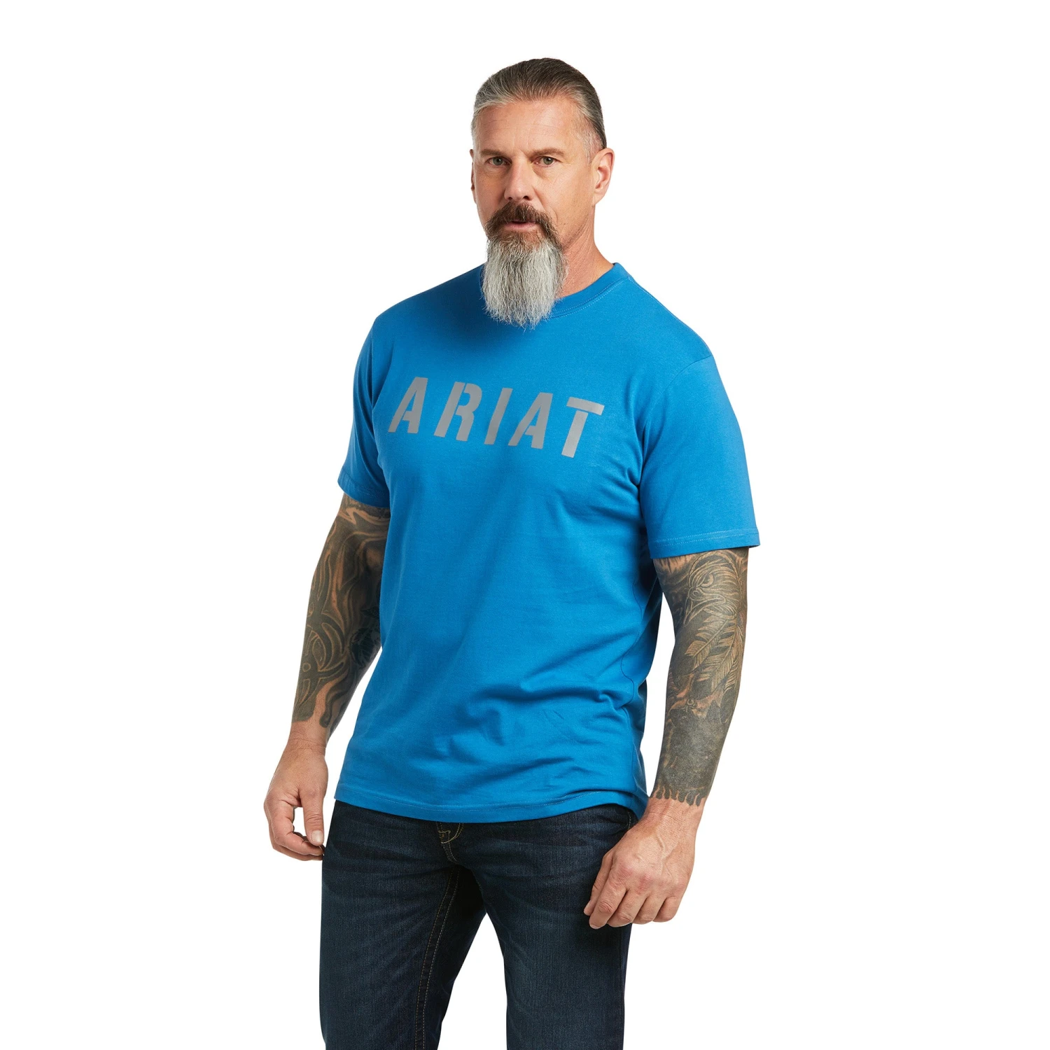 Ariat Men's Rebar Cotton Strong Block Deep Water T-shirt 10039476 1 Ariat Men's Rebar Cotton Strong Block Deep Water T-shirt 10039476