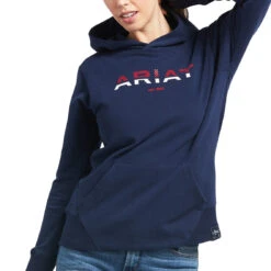 AriatĀ® Ladies 3D Logo 2.0 Navy Hoodie 10039222