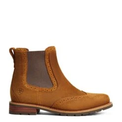 Ariat Ladies Wexford Brogue Waterproof Honey Brown Booties 10040384 -Ariat Shop S22 WMS ENGL 10040384 side1