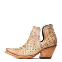 Ariat® Ladies Dixon Studs Old West Tan Snip Toe Booties 10038382 -Ariat Shop S22 WMS WEST 10038382 side