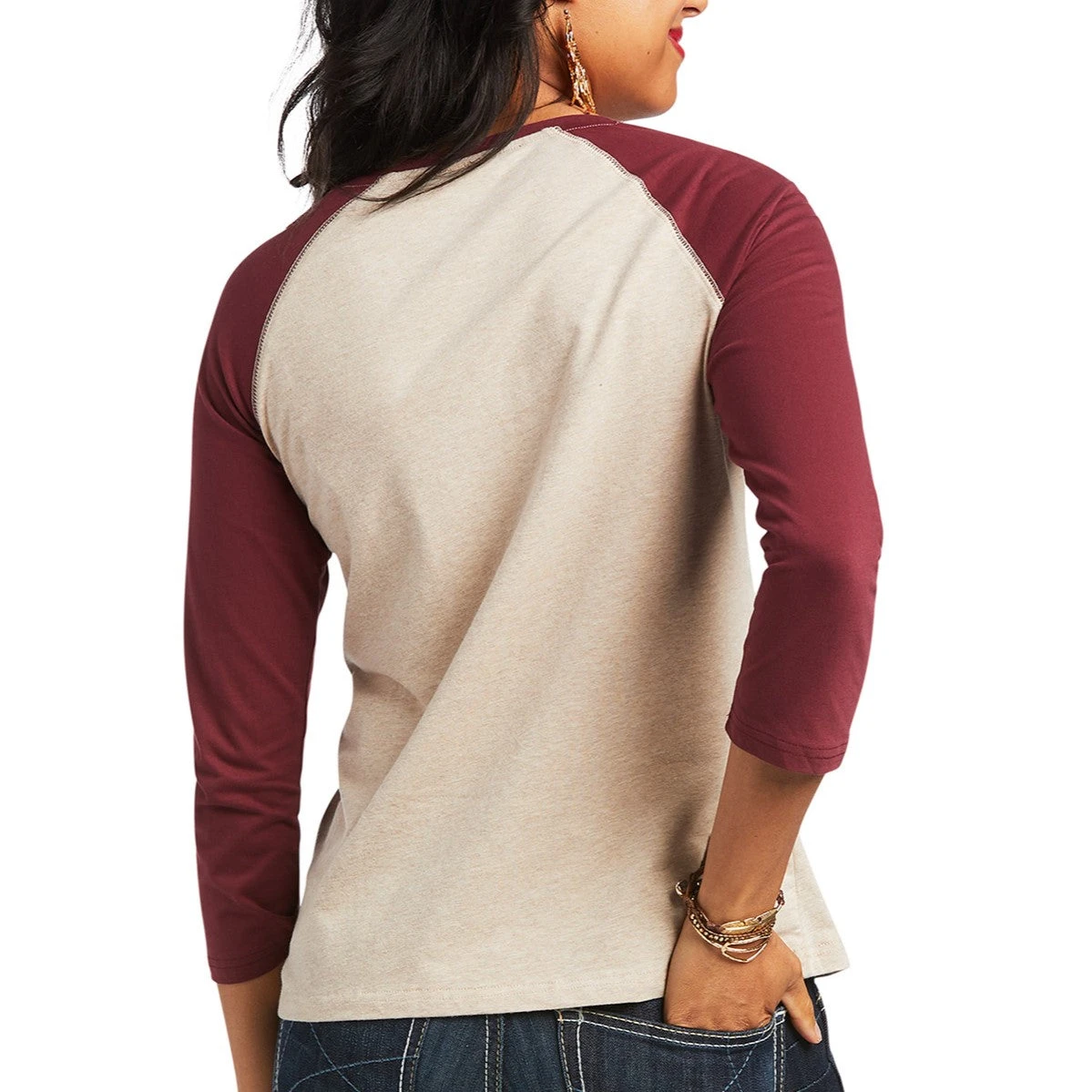 Ariat® Ladies R.E.A.L.™ Long Live Oatmeal Baseball T-Shirt 10039778 2 Ariat® Ladies R.E.A.L.™ Long Live Oatmeal Baseball T-Shirt 10039778 - Image 2