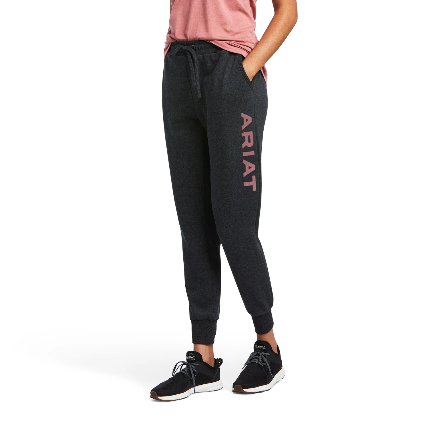 Ariat® Ladies R.E.A.L™ Logo Heather Charcoal Jogger Sweat Pants 10039790 1 Ariat® Ladies R.E.A.L™ Logo Heather Charcoal Jogger Sweat Pants 10039790
