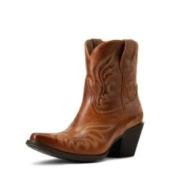 Ariat® Ladies Chandler Western Tangled Tan Snip Toe Booties 10040340 -Ariat Shop S22 WMS WEST 10040340 3 4 front 1