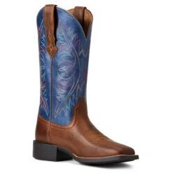 Ariat® Ladies Round Up Sassy Brown Wide Square Toe Boots 10040422 -Ariat Shop S22 WMS WEST 10040422 medial