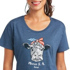 Ariat® Ladies Moo Sa Sailor Blue Heather Graphic T-shirt 10040965 7 Ariat® Ladies Moo Sa Sailor Blue Heather Graphic T-shirt 10040965 -Ariat Shop S22 WMS WEST 10040965 detail01