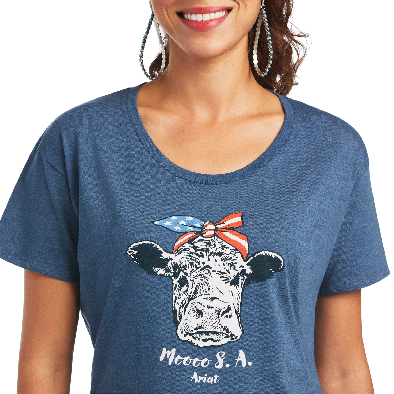 Ariat® Ladies Moo Sa Sailor Blue Heather Graphic T-shirt 10040965 4 Ariat® Ladies Moo Sa Sailor Blue Heather Graphic T-shirt 10040965 - Image 4