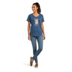 Ariat® Ladies Moo Sa Sailor Blue Heather Graphic T-shirt 10040965 6 Ariat® Ladies Moo Sa Sailor Blue Heather Graphic T-shirt 10040965 -Ariat Shop S22 WMS WEST 10040965 full