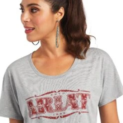 Ariat® Ladies Bandana Logo Heather Grey Graphic T-shirt 10040966 -Ariat Shop S22 WMS WEST 10040966 detail01