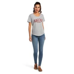 Ariat® Ladies Bandana Logo Heather Grey Graphic T-shirt 10040966 -Ariat Shop S22 WMS WEST 10040966 full