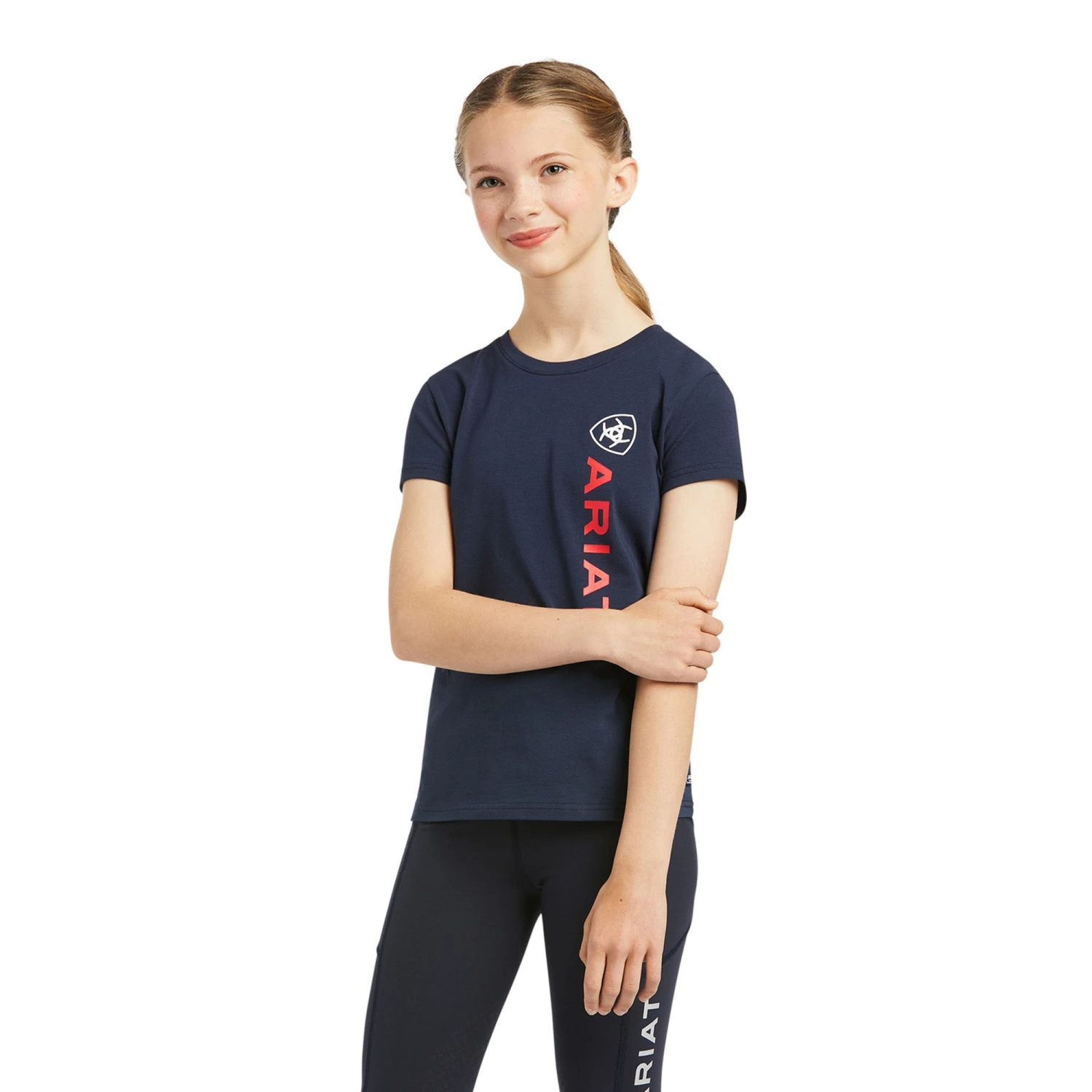 Ariat® Children's Vertical Logo Navy Short Sleeve T-Shirt 10039226 1 Ariat® Children's Vertical Logo Navy Short Sleeve T-Shirt 10039226