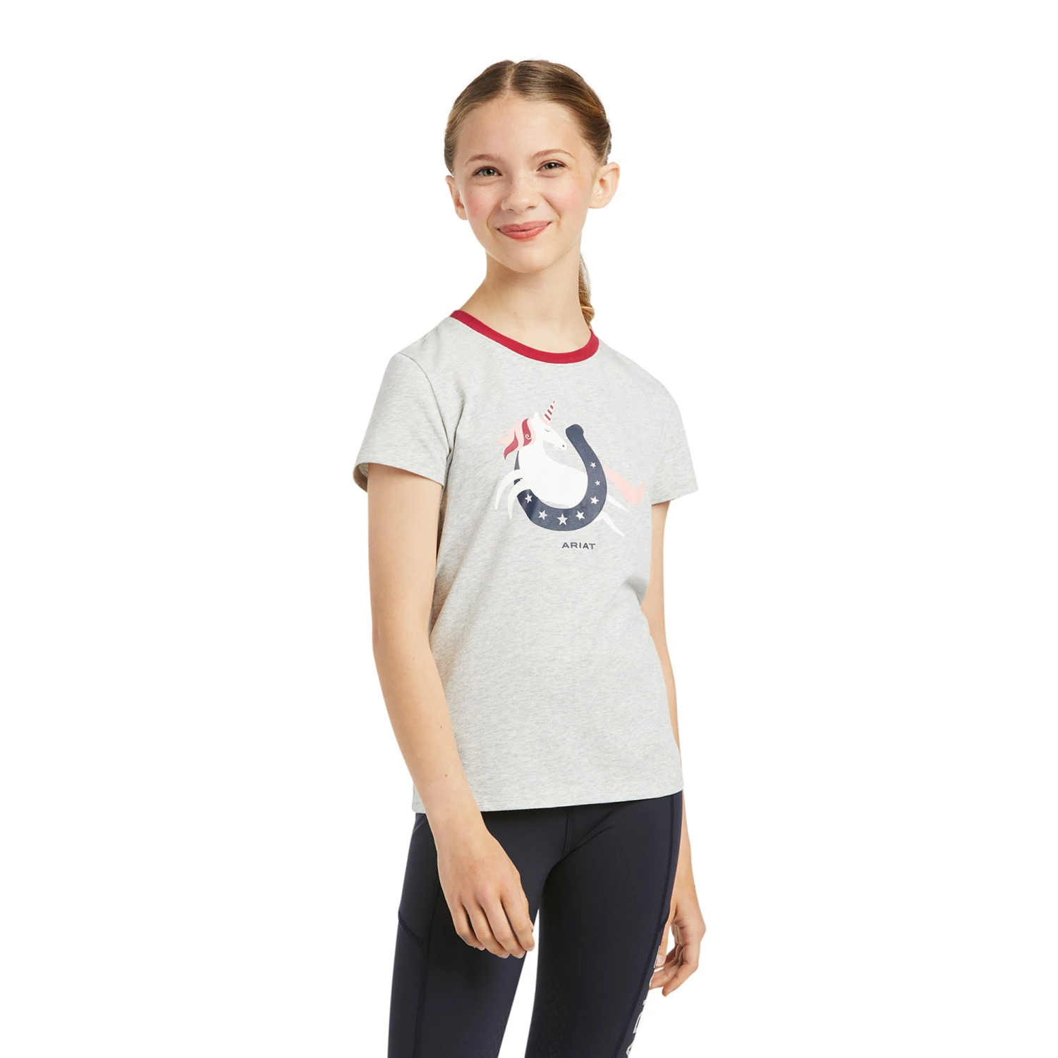 Ariat® Children's Unicorn Moon Heather Grey T-Shirt 10039444 1 Ariat® Children's Unicorn Moon Heather Grey T-Shirt 10039444