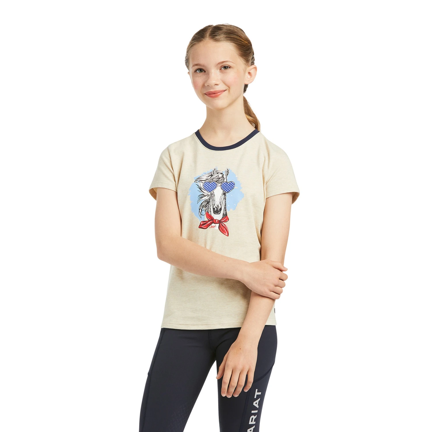 Ariat® Children's Fabulous Oatmeal Short Sleeve T-Shirt 10039648 1 Ariat® Children's Fabulous Oatmeal Short Sleeve T-Shirt 10039648