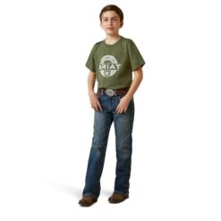 Ariat® Youth Boy's B4 Relaxed Medium Wash Boot Cut Jeans 10043180 -Ariat Shop S23 BYS WEST 10043180 full