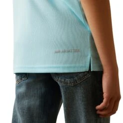 Ariat® Youth Boy's Tek Tanger Turquoise Polo Shirt 10043465 -Ariat Shop S23 BYS WEST 10043465 detail02