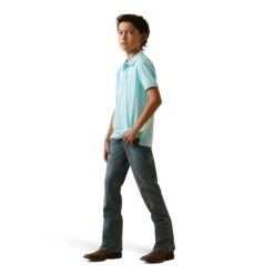 Ariat® Youth Boy's Tek Tanger Turquoise Polo Shirt 10043465 -Ariat Shop S23 BYS WEST 10043465 full