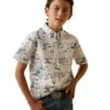 Ariat® Youth Boy's Krish White Desert Scene Button Down Shirt 10043721