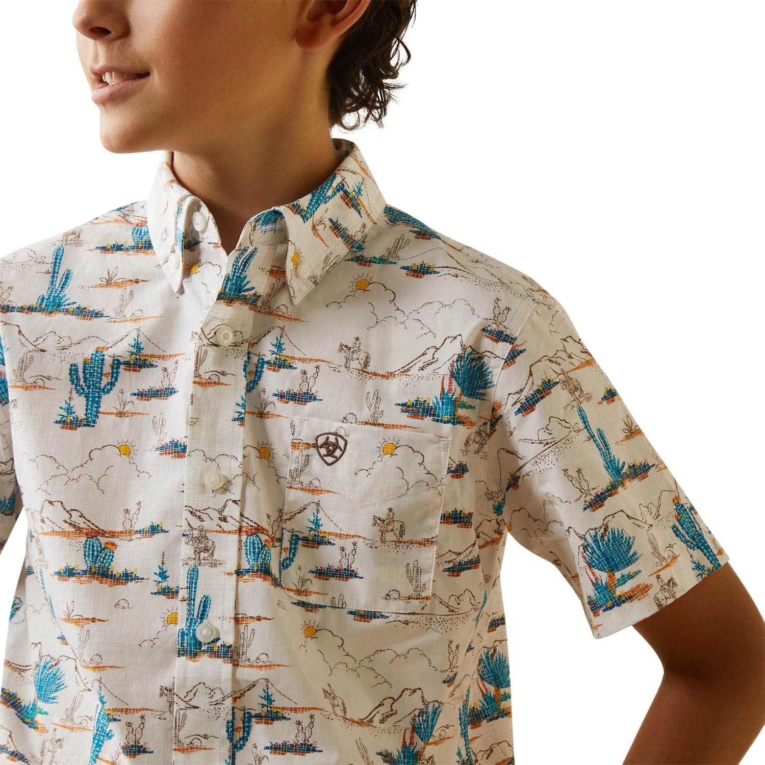 Ariat® Youth Boy's Krish White Desert Scene Button Down Shirt 10043721 4 Ariat® Youth Boy's Krish White Desert Scene Button Down Shirt 10043721 - Image 4