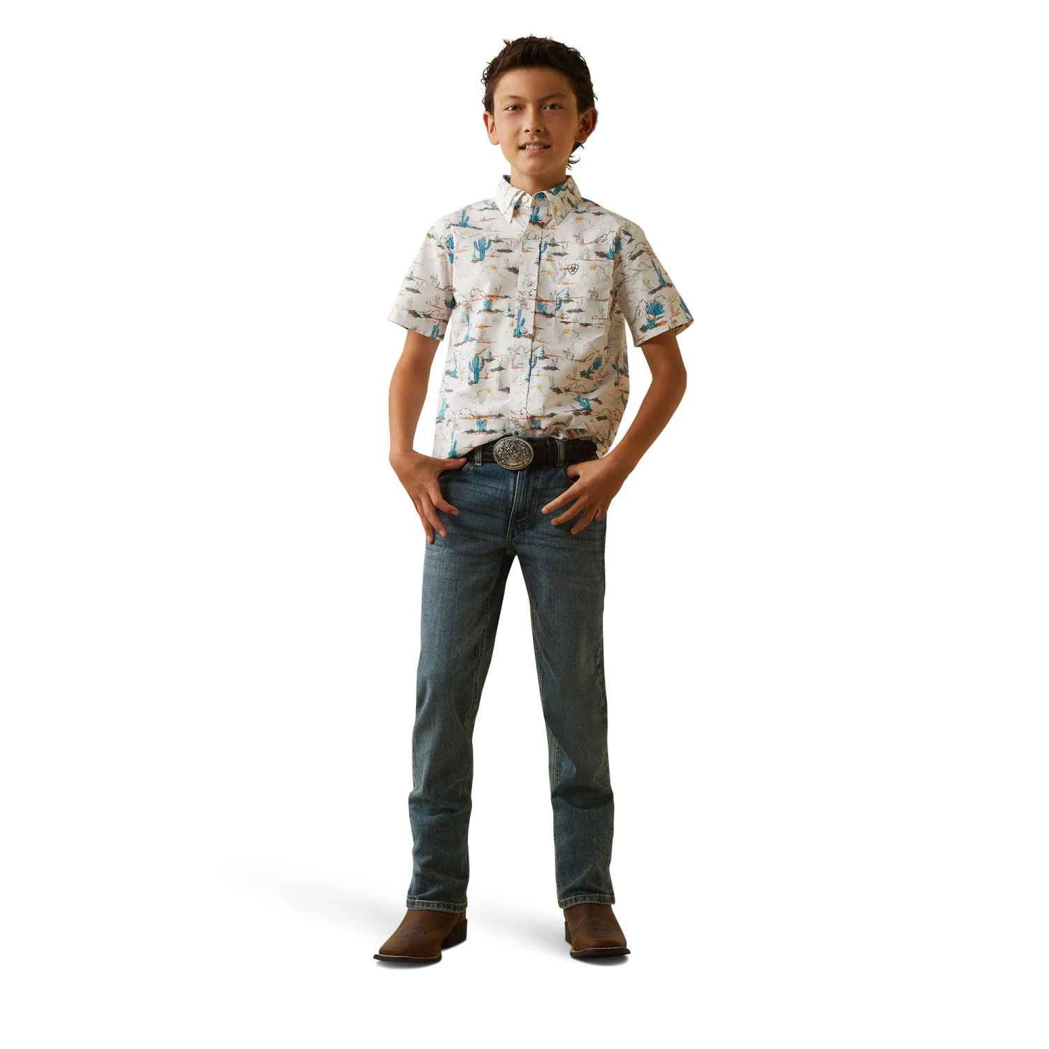 Ariat® Youth Boy's Krish White Desert Scene Button Down Shirt 10043721 3 Ariat® Youth Boy's Krish White Desert Scene Button Down Shirt 10043721 - Image 3