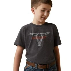 Ariat® Youth Boy's Barbed Wire Steer Charcoal Heather T-Shirt 10044750 7 Ariat® Youth Boy's Barbed Wire Steer Charcoal Heather T-Shirt 10044750 -Ariat Shop S23 BYS WEST 10044750 detail01