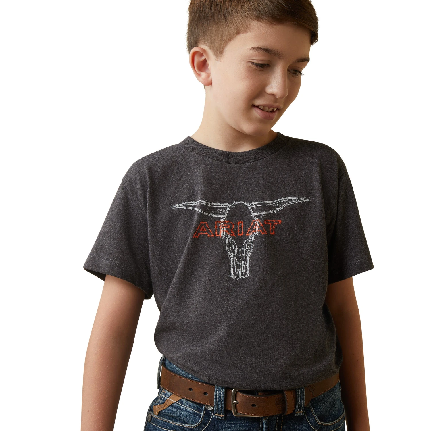 Ariat® Youth Boy's Barbed Wire Steer Charcoal Heather T-Shirt 10044750 4 Ariat® Youth Boy's Barbed Wire Steer Charcoal Heather T-Shirt 10044750 - Image 4