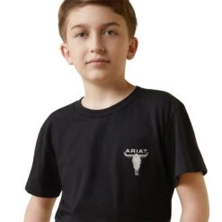 Ariat® Youth Boy's Steer Skull American Flag Black T-Shirt 10044753 -Ariat Shop S23 BYS WEST 10044753 detail01