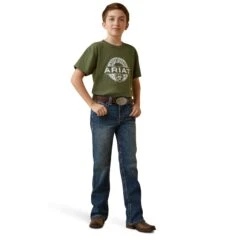 Ariat® Youth Boy's Forest Heather Center Fire Graphic T-Shirt 10045295 -Ariat Shop S23 BYS WEST 10045295 full