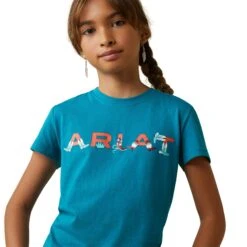 Ariat® Youth Girl's R.E.A.L™ Boot Kickin' Teal T-Shirt 10043629 7 Ariat® Youth Girl's R.E.A.L™ Boot Kickin' Teal T-Shirt 10043629 -Ariat Shop S23 GLS WEST 10043629 detail01