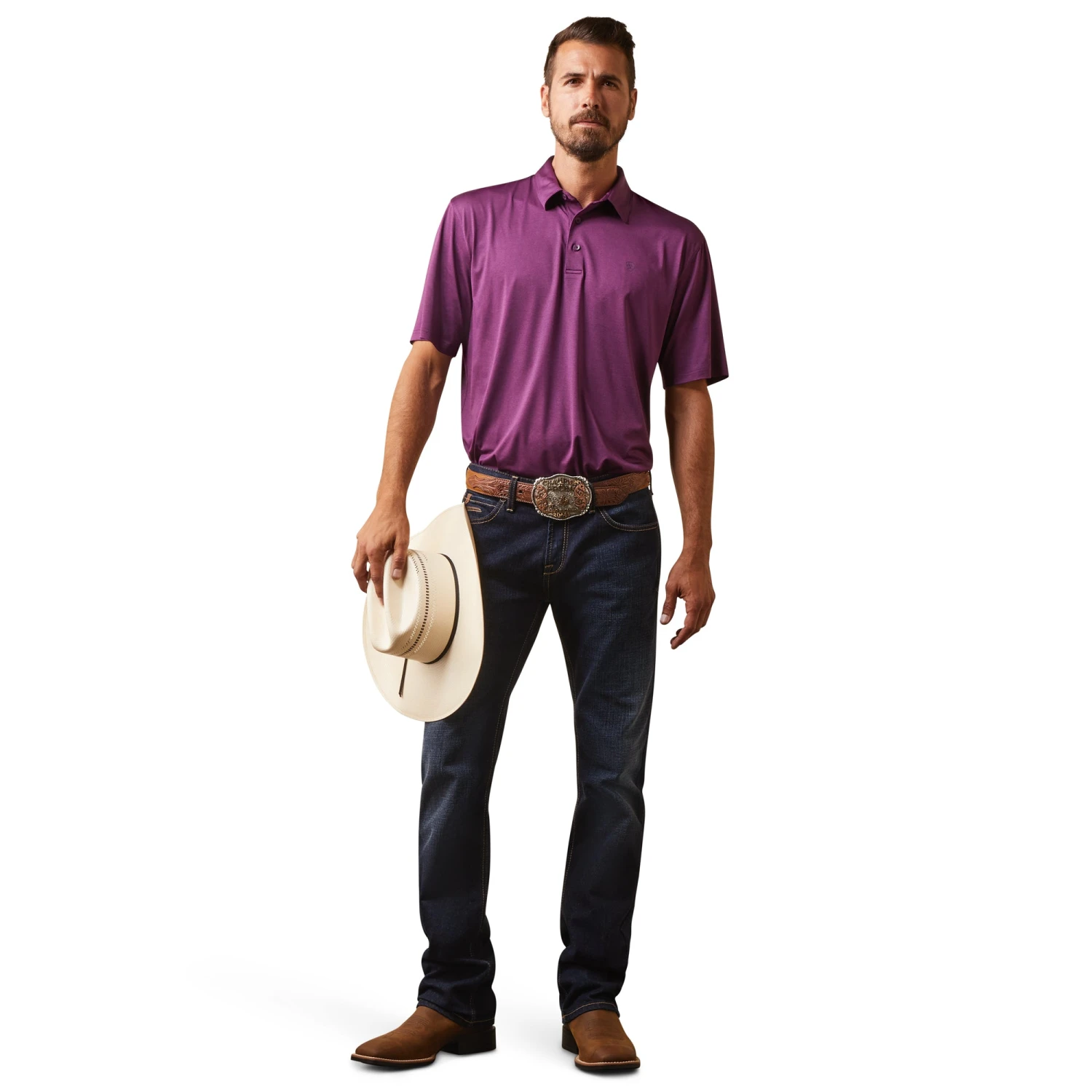 Ariat® Men's Vagabond Purple Charger 2.0 Polo Shirt 10043574 3 Ariat® Men's Vagabond Purple Charger 2.0 Polo Shirt 10043574 - Image 3