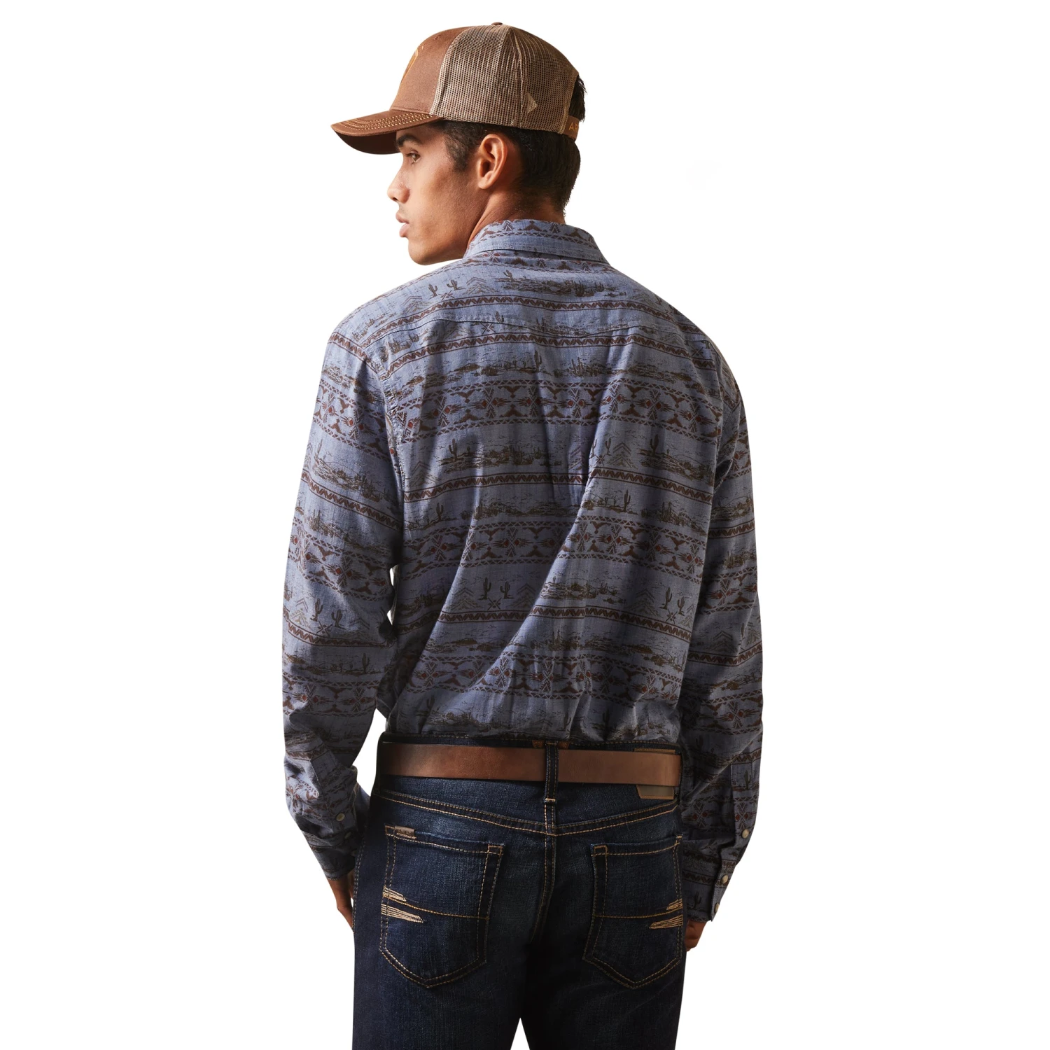 Ariat® Men's Haddington Dusty Green Chambray Snap Shirt 10043892 2 Ariat® Men's Haddington Dusty Green Chambray Snap Shirt 10043892 - Image 2