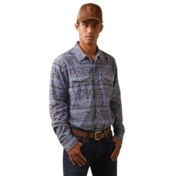 Ariat® Men's Haddington Dusty Green Chambray Snap Shirt 10043892