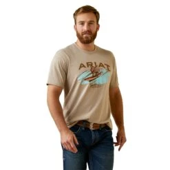 Ariat® Men's Surf & Turf Western Aloha Oatmeal Heather Tee 10044012