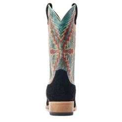 Ariat® Men's Futurity Showman Black Roughout & Roaring Turquoise Western Boots 10044498 -Ariat Shop S23 MNS WEST 10044498 heel