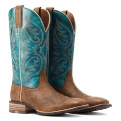 Ariat Men's Ricochet Lightweight Tan & Teal Western Boot 10044568 -Ariat Shop S23 MNS WEST 10044568 pair