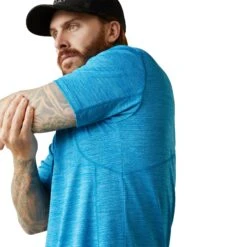 Ariat® Men's Rebar Evolution Athletic Fit Scuba Blue T-Shirt 10043325 -Ariat Shop S23 MNS WORK 10043325 detail02