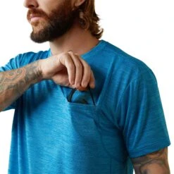 Ariat® Men's Rebar Evolution Athletic Fit Scuba Blue T-Shirt 10043325 -Ariat Shop S23 MNS WORK 10043325 detail03