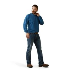 Ariat® Men's FR Air Crew Key Largo Heather Blue Work Shirt 10043469 -Ariat Shop S23 MNS WORK 10043469 full