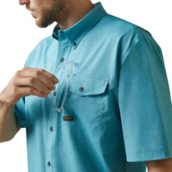Ariat® Men's Rebar Made Tough VentTEK DuraStretch™ Blue Shirt 10043580 -Ariat Shop S23 MNS WORK 10043580 detail02