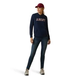 Ariat® Ladies 3D Logo 2.0 Navy & Red Hoodie 10043320 -Ariat Shop S23 WMS ENGL 10043320 full