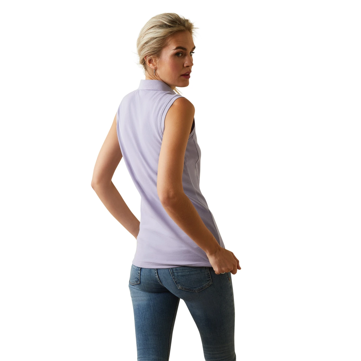 Ariat® Ladies Prix 2.0 Polo Heirloom Lilac Sleeveless Shirt 10043538 2 Ariat® Ladies Prix 2.0 Polo Heirloom Lilac Sleeveless Shirt 10043538 - Image 2