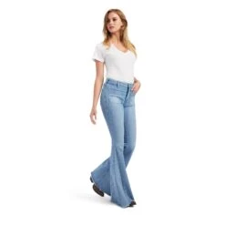 Ariat Ladies Laser Stripe Slim Light Wash Trouser Denim Jeans 10042601 -Ariat Shop S23 WMS WEST 10042601 full