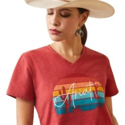 Ariat® Ladies Real Horizon Aura Orange Heather T-Shirt 10043419 14 Ariat® Ladies Real Horizon Aura Orange Heather T-Shirt 10043419 -Ariat Shop S23 WMS WEST 10043419 detail01