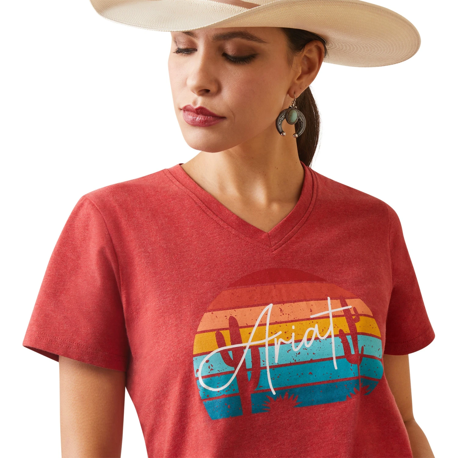 Ariat® Ladies Real Horizon Aura Orange Heather T-Shirt 10043419 7 Ariat® Ladies Real Horizon Aura Orange Heather T-Shirt 10043419 - Image 7