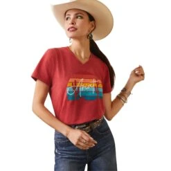 Ariat® Ladies Real Horizon Aura Orange Heather T-Shirt 10043419