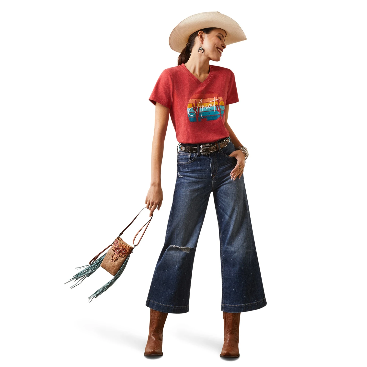 Ariat® Ladies Real Horizon Aura Orange Heather T-Shirt 10043419 5 Ariat® Ladies Real Horizon Aura Orange Heather T-Shirt 10043419 - Image 5