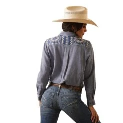 Ariat® Ladies R.E.A.L Billie Jean Embroidered Chambray Shirt 10043451 -Ariat Shop S23 WMS WEST 10043451 back