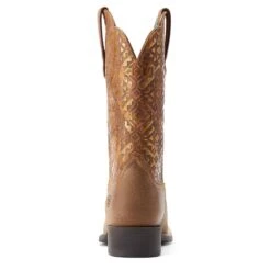 Ariat® Ladies Round Up Brown & Copper Emboss Western Boots 10044431 -Ariat Shop S23 WMS WEST 10044431 heel